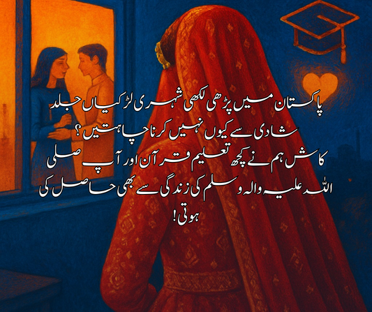 پاکستان میں پڑھی لکھی شہری لڑکیاں جلد شادی سے کیوں نہیں کرنا چاہتیں  ؟ کاش ہم نے کچھ تعلیم قرآ ن اور آ پ صلی اللہ علیہ والہ وسلم کی زندگی سے بھی حاصل کی ہوتی!