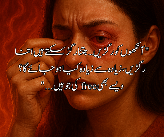 "آنکھوں کو رگڑیں… جتنا رگڑ سکتے ہیں اتنا رگڑیں، زیادہ سے زیادہ کیا ہو جائے گا؟ ویسے بھی free کی جو ہیں..."
