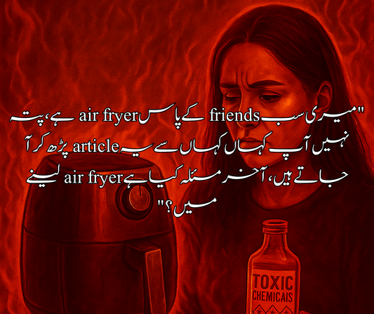 "میری سب friends کے پاس air fryer ہے، پتہ نہیں آپ کہاں کہاں سے یہ article پڑھ کر آ جاتے ہیں، آخر مسئلہ کیا ہے air fryer لینے میں؟"