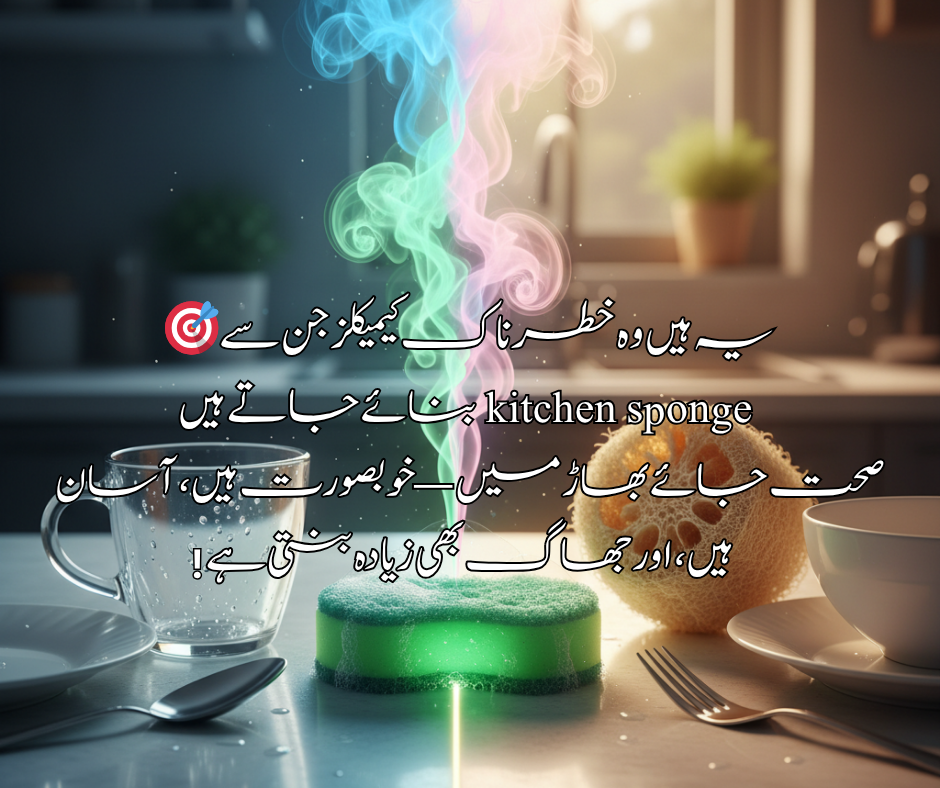 🎯 یہ ہیں وہ خطرناک کیمیکلز جن سے kitchen sponge بنائے جاتے ہیں، صحت جائے بھاڑ میں — خوبصورت ہیں، آسان ہیں، اور جھاگ بھی زیادہ بنتی ہے