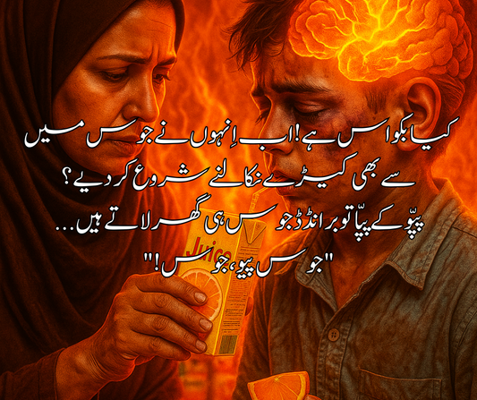 کیا بکواس ہے!اب اِنہوں نے جوس میں سے بھی کیڑے نکالنے شروع کر دیے؟  پپّو کے پپّا تو برانڈڈ جوس ہی گھر لاتے ہیں... "جوس پیو، جوس!"