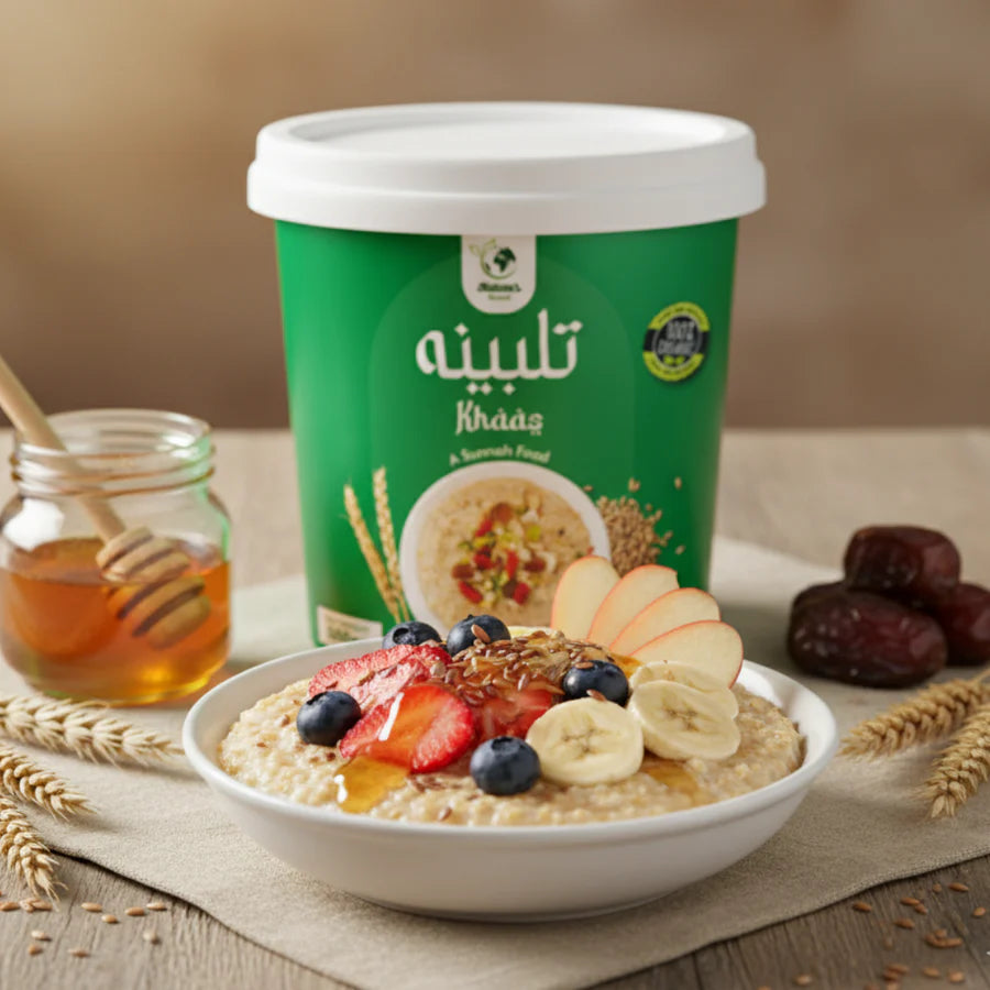 Indulge in&nbsp;Talbina Khaas, a time-honored delicacy that blends the natural richness of&nbsp;barley flour, milk, and honey&nbsp;into a creamy, comforting porridge. Rooted in tradition and crafted with care, this 100% organic, homemade dish offers both nourishment and delight.