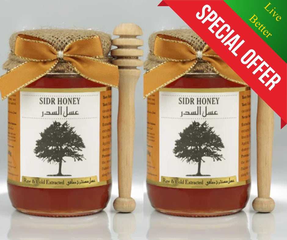 Two jars of Sidr Honey 'Live Better' special offer .