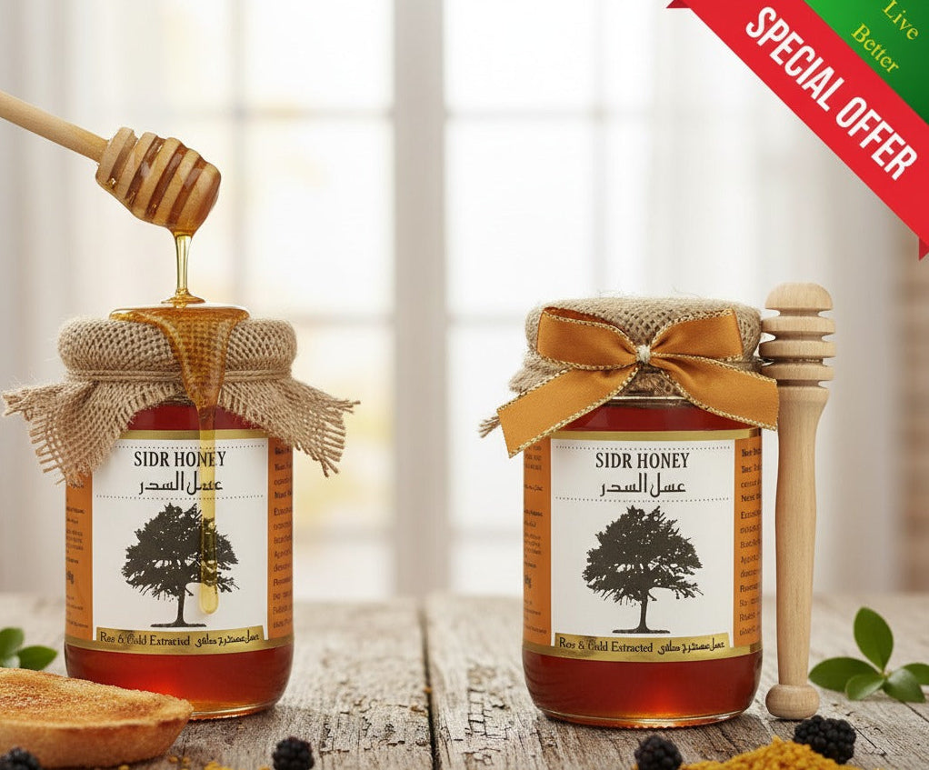 Two jars of Sidr Honey 'Live Better' special offer .